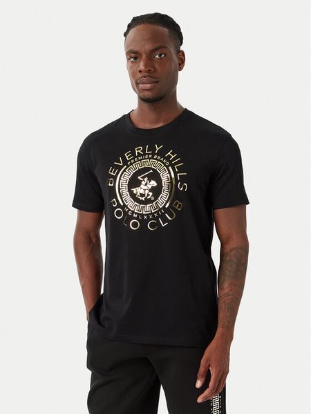 Beverly Hills Polo Club T-Shirt M1342 Czarny Regular Fit. Czarne koszulki polo Beverly Hills Polo Club, m, bez wzorów, z bawełny, bez kołnierzyka, bez ramiączek. Za 137.99 zł.