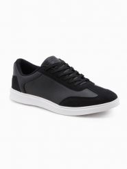 Casualowe buty męskie sneakersy OLDSCHOOL – czarne V2 OM-FOCS-0104 - 45. Czarne buty sportowe casual Ombre Clothing, bez wzorów, z gumy, bez zapięcia. W wyprzedaży za 79.99 zł.