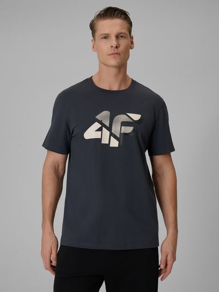 4F T-shirt regular z nadrukiem męski - szary XL. Szare t-shirty 4F, m, bez wzorów, z bawełny, bez kołnierzyka, bez ramiączek. Za 59.99 zł.