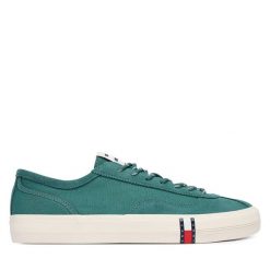 Tenisówki Tommy Hilfiger. Zielone trampki Tommy Hilfiger, m, bez wzorów, bez zapięcia. Za 369.99 zł.
