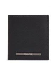 Calvin Klein Duży Portfel Męski Modern Bar Trifold 6Cc W/Coin K50K511836 Czarny. Czarne portfele CALVIN KLEIN, bez wzorów, ze skóry. Za 209.99 zł.