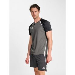 Polo Hummel Lead 2.0. Szare koszulki polo Hummel, bez wzorów, bez kołnierzyka, bez ramiączek, do piłki nożnej. Za 180.00 zł.