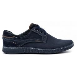 KOMODO Buty męskie Casual 848 granatowe niebieskie. Niebieskie buty sportowe casual na jesień, bez wzorów, z jeansu, bez zapięcia. Za 367.89 zł.