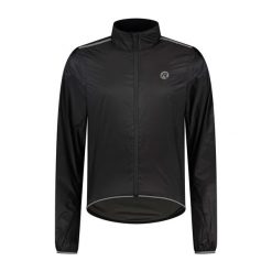 Przeciwdeszczowa kurtka rowerowa męska Rogelli Essential. Czarne kurtki Rogelli, m, bez wzorów, z materiału, bez kaptura. Za 329.00 zł.