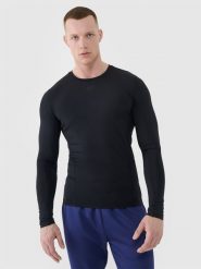 4F Longsleeve treningowy szybkoschnący męski - czarny L. Czarne koszulki z długim rękawem 4F, l, bez wzorów, z dzianiny, bez ramiączek. Za 129.99 zł.