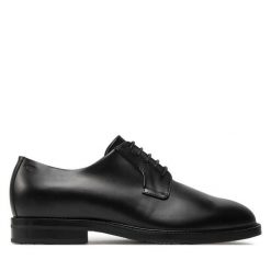 Półbuty BOSS. Czarne eleganckie półbuty Boss, bez wzorów, bez obcasa, bez zapięcia. Za 3,169.00 zł.