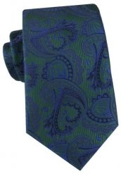 Ciemnozielony Krawat z Granatowym Wzorem Orientalnym - Alties. Niebieskie krawaty i muchy Alties, bez wzorów, z tkaniny. Za 55.00 zł.
