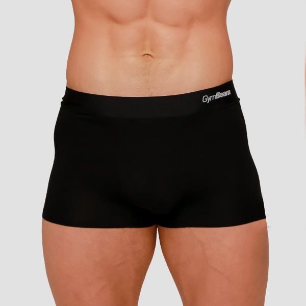 Bokserki męskie regular Soft 2Pack. Czarne bokserki GYMBEAM, m, bez wzorów, z elastanu. Za 65.90 zł.
