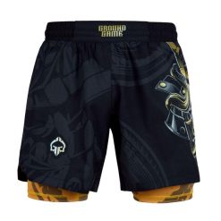 Spodenki treningowe 2w1 Ground Game Oni Samurai męskie. Czarne krótkie spodenki sportowe GROUND GAME, m, bez wzorów. Za 199.99 zł.