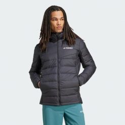 Kurtka z kapturem Terrex Multi Light Down CLIMAWARM. Czarne kurtki Adidas, xl, bez wzorów, z puchu, z kapturem. Za 649.00 zł.