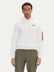 Alpha Industries Bluza Signature Back Print 148341 Biały Regular Fit. Białe bluzy Alpha Industries, m, bez wzorów, z bawełny, bez kaptura. Za 239.99 zł.