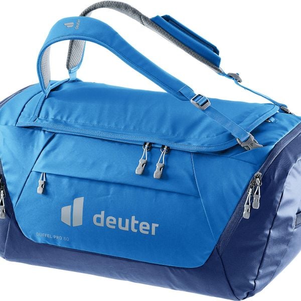 Torba podróżna Deuter Duffel Pro 60 - neptune/nightblue. Niebieskie torby na ramię Deuter, bez wzorów, z materiału, na ramię, bez dodatków. Za 569.99 zł.