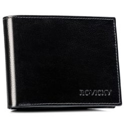 Portfel skórzany Rovicky N61-RPVT-BL czarny. Czarne portfele ROVICKY, bez wzorów, ze skóry. Za 57.99 zł.
