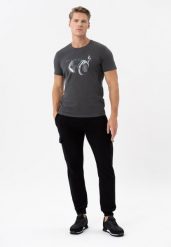 T-shirt z printem T-STARDUST. Szare t-shirty Volcano, l, bez wzorów, z bawełny, bez kołnierzyka, bez ramiączek. Za 59.99 zł.