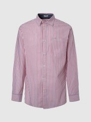 Pepe Jeans Koszula "Livery" - Regular fit - w kolorze czerwono-białym rozmiar: M. Białe koszule Pepe Jeans, m, bez wzorów, z bawełny, bez kołnierzyka, bez ramiączek. Za 136.13 zł.