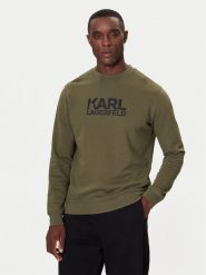 KARL LAGERFELD Bluza 705091 554917 Zielony Regular Fit. Zielone bluzy KARL LAGERFELD, m, bez wzorów, z bawełny, bez kaptura. Za 439.99 zł.