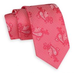 Różowy Klasyczny Szeroki Krawat -Angelo di Monti- 7 cm, Męski, Wzór Paisley, Łezki. Czerwone krawaty i muchy Angelo di Monti, bez wzorów. Za 45.00 zł.