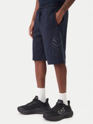 EA7 Emporio Armani Szorty sportowe 7M001491 AF17787 UB102 Granatowy Regular Fit. Niebieskie krótkie spodenki sportowe EA7 Emporio Armani, m, bez wzorów, z bawełny. Za 449.99 zł.