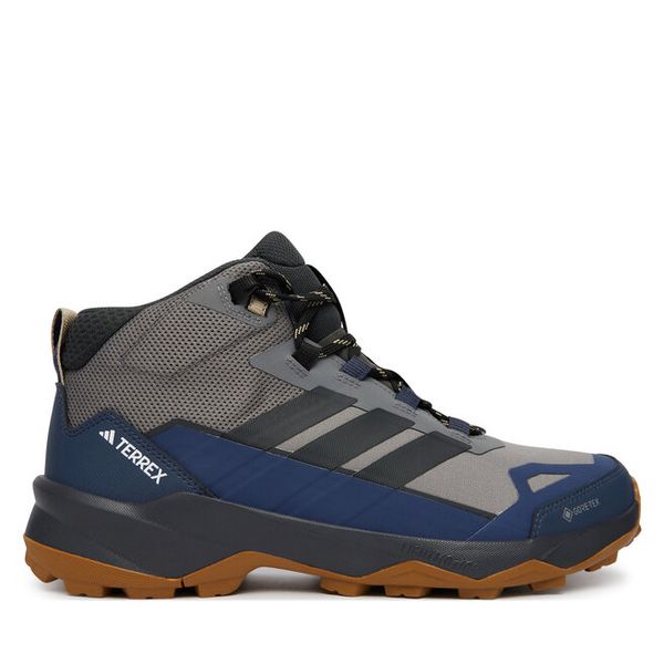 Trekkingi adidas. Szare botki sznurowane Adidas, bez wzorów, z gore-texu, bez obcasa, bez zapięcia. Za 599.99 zł.