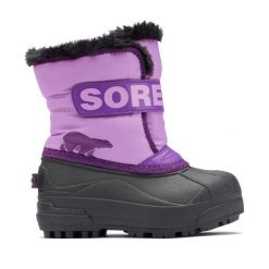 Śniegowce juniorskie Sorel Snow Commander. Fioletowe buty trekkingowe Sorel, bez zapięcia. Za 209.99 zł.
