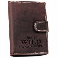 Portfel skórzany Always Wild N4L-CHM-BL brązowy. Brązowe portfele Always Wild, bez wzorów, z nubiku. Za 44.99 zł.