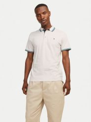 Jack&Jones Polo Paulos 12136668 Beżowy Slim Fit. Brązowe koszulki polo Jack&Jones, m, bez wzorów, z bawełny, bez kołnierzyka, bez ramiączek. Za 89.99 zł.