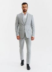 PAKO LORENTE – Męskie jasnoszare spodnie garniturowe. Szare garnitury Pako Lorente, m, bez wzorów, z elastanu. Za 399.99 zł.