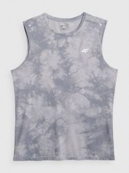 4F Koszulka treningowa regular szybkoschnąca męska - szara L. Szare t-shirty 4F, l, bez wzorów, z materiału, bez kołnierzyka, bez ramiączek. Za 99.99 zł.