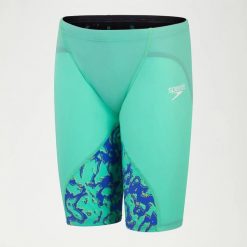 Strój pływacki startowy jammery Męske Speedo Lzr Ignite. Niebieskie odzież kompresyjna Speedo, l, bez wzorów, z elastanu, do pływania. Za 631.98 zł.