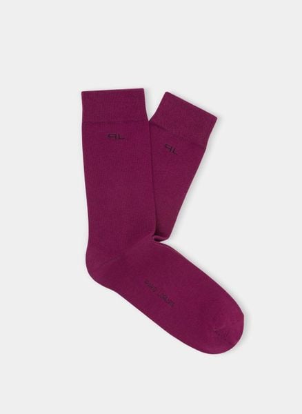 Gładkie bordowe skarpetki męskie z subtelnym logo P000B-SX-060-D. Czerwone skarpety Pako Lorente, bez wzorów. Za 39.99 zł.