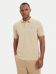 Gant Polo Shield 2210 Beżowy Regular Fit. Brązowe koszulki polo GANT, m, bez wzorów, z bawełny, bez kołnierzyka, bez ramiączek. Za 379.99 zł.