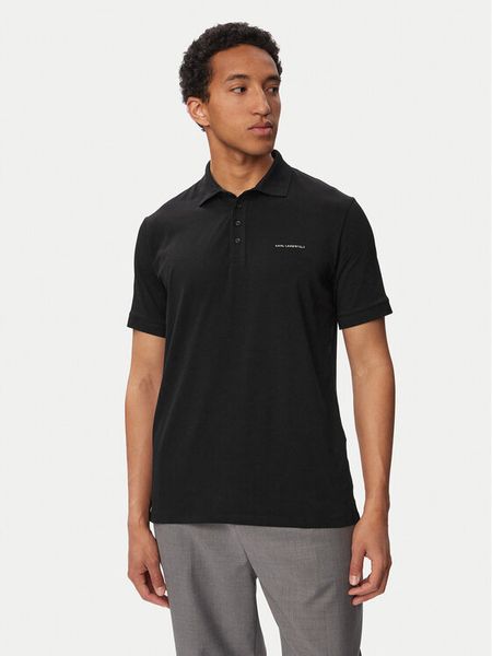 KARL LAGERFELD Polo 745015 563235 Czarny Regular Fit. Czarne koszulki polo KARL LAGERFELD, m, bez wzorów, z bawełny, bez kołnierzyka, bez ramiączek. Za 479.99 zł.