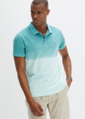 Shirt polo z czystej bawełny. Niebieskie koszulki polo bonprix, l, bez wzorów, z bawełny, bez kołnierzyka, bez ramiączek. Za 89.99 zł.
