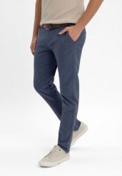 Chinosy ze strukturą R-MARO. Niebieskie eleganckie spodnie Volcano, do pracy, na lato, l, z bawełny, biznesowe. Za 179.99 zł.