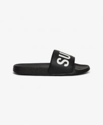 Superdry Pool Sliders klapki z profilowaną wkładką – Black. Czarne klapki Superdry, z poliesteru. Za 129.00 zł.