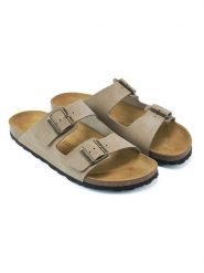 Mandel Skórzane klapki w kolorze szarobrązowym rozmiar: 44. Brązowe klapki Mandel, z nubiku. Za 130.99 zł.