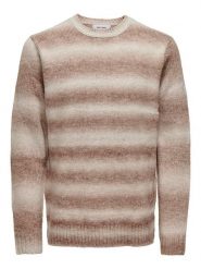 ONLY & SONS Sweter w kolorze jasnobrązowo-beżowym rozmiar: L. Brązowe swetry nierozpinane Only & Sons, l, bez wzorów, z wełny, bez kołnierzyka, bez ramiączek. Za 119.40 zł.
