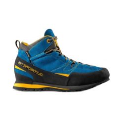 Buty trekkingowe La Sportiva Boulder X GTX Tige Mid. Niebieskie buty turystyczne La Sportiva, bez wzorów, z gore-texu, bez zapięcia, trekkingowe, gore-tex. Za 835.99 zł.