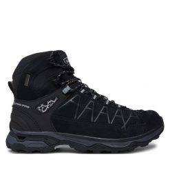 Trekkingi ALPINE PRO. Czarne botki sznurowane Alpine Pro, bez wzorów, bez obcasa, bez zapięcia. Za 309.99 zł.