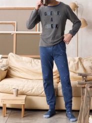 COTONELLA Piżama w kolorze szaro-niebieskim rozmiar: L. Niebieskie piżamy COTONELLA, l, bez wzorów, z bawełny, bez ramiączek. Za 131.12 zł.