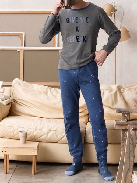 COTONELLA Piżama w kolorze szaro-niebieskim rozmiar: XL. Niebieskie piżamy COTONELLA, xl, bez wzorów, z bawełny, bez ramiączek. Za 109.26 zł.