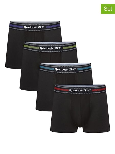 Reebok Bokserki (4 pary) w kolorze czarnym rozmiar: S. Czarne bokserki Reebok, s, bez wzorów. Za 85.95 zł.