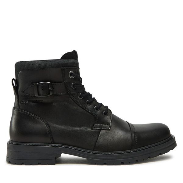 Trzewiki Jack & Jones. Czarne botki sznurowane Jack & Jones, bez wzorów, bez obcasa, bez zapięcia. Za 449.99 zł.