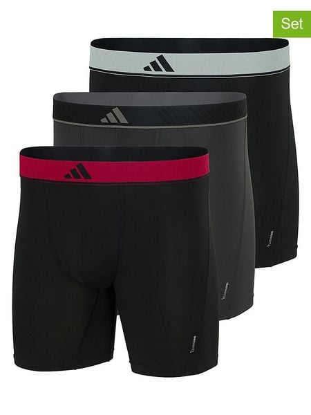 Adidas Bokserki (3 pary) w kolorze czarno-czerwono-antracytowym rozmiar: S. Czarne bokserki Adidas, s, bez wzorów. Za 121.35 zł.
