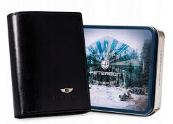Portfel męski PETERSON PTN N62-VT czarny. Czarne portfele Peterson, bez wzorów. Za 94.00 zł.