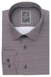 Koszula Wizytowa z Prostym Krojem - Victorio - Brąz, Drobny Wzór. Koszule Victorio, bez wzorów, z bawełny, bez kołnierzyka, bez ramiączek. Za 159.00 zł.