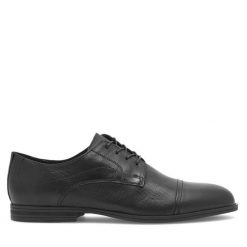 Półbuty Lasocki. Czarne eleganckie półbuty Lasocki, bez wzorów, bez obcasa, bez zapięcia. Za 179.99 zł.