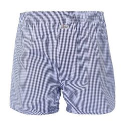 Bokserki Luźne, Niebieskie w Kratkę, Majtki z Rozporkiem na Guziki, Bawełniane -Pako Jeans. Niebieskie bokserki Pako Jeans, l, bez wzorów, z bawełny. Za 33.00 zł.