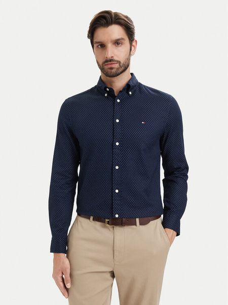 Tommy Hilfiger Koszula Poplin MW0MW43318 Granatowy Regular Fit. Niebieskie koszule Tommy Hilfiger, m, bez wzorów, z bawełny, bez kołnierzyka, bez ramiączek. Za 409.99 zł.
