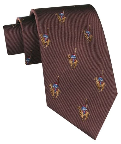 Jedwabny Krawat Męski - His Story - Brązowy, Gracz Polo. Brązowe krawaty i muchy His Story, bez wzorów, z jedwabiu. Za 115.00 zł.